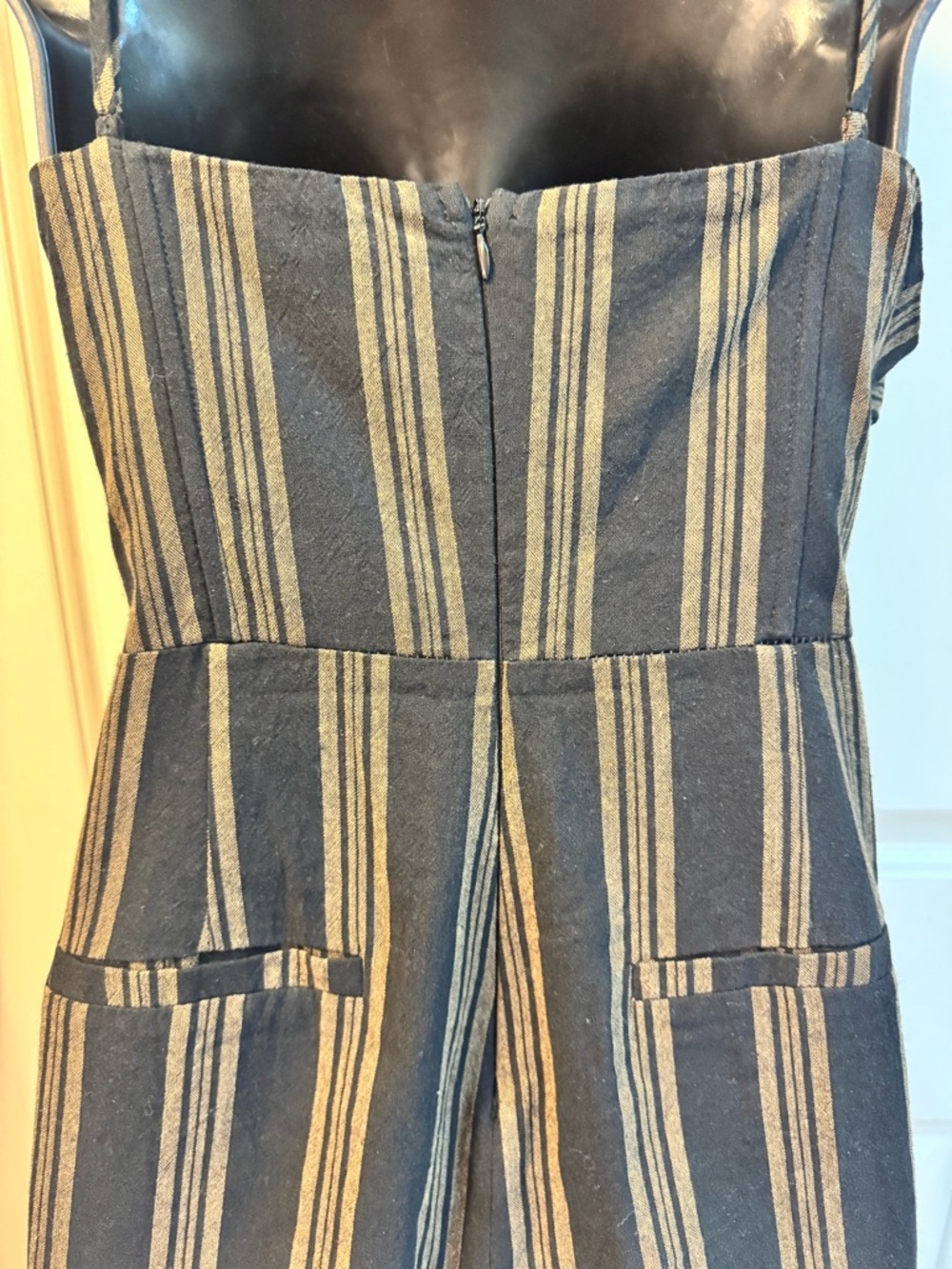 Lush Black & Tan Striped Tie-Front Jumpsuit - Size Large - Summer/Outdoor Ready - Picture 9 of 12